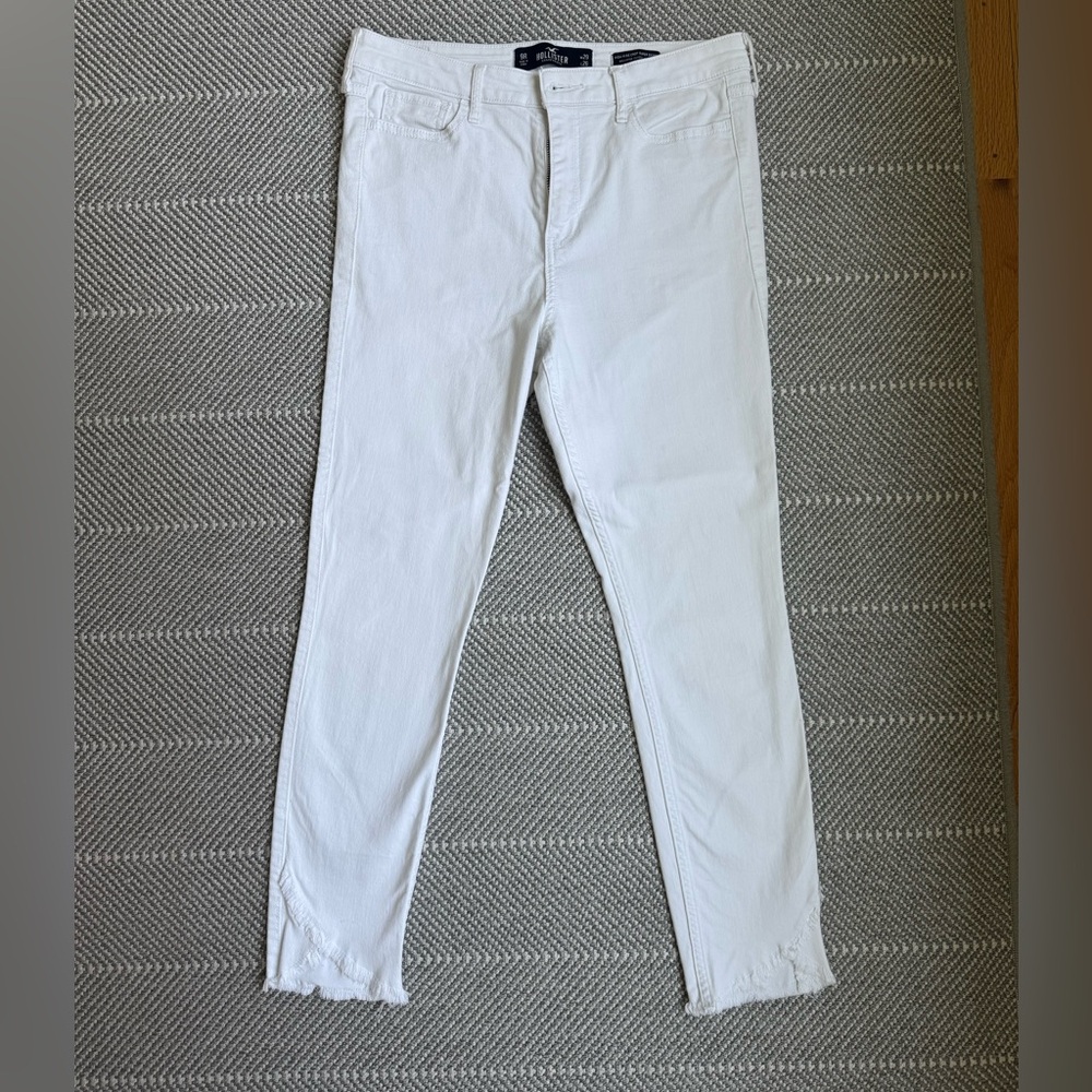 Hollister White High Rise Crop Super Skinny Jeans size 9R
